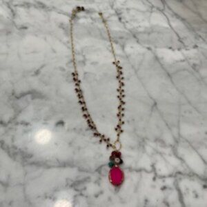 Hot pink stone necklace